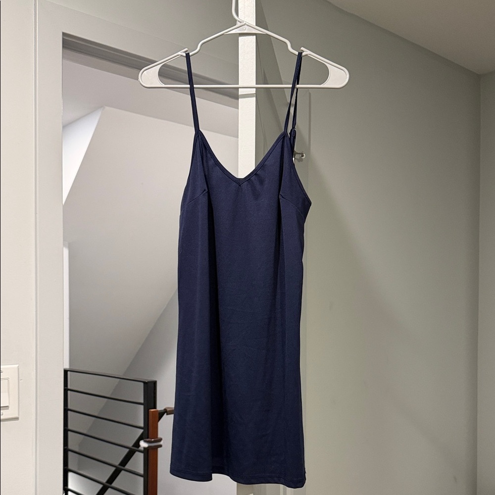 Navy Slip Dress with Thin Straps